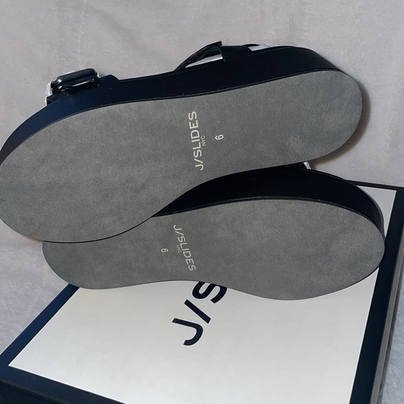 NWT J/SLIDES QUEST Black Leather Wedge Sandal - Picture 13 of 14